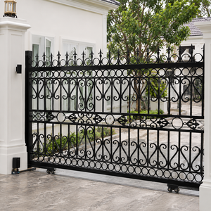 Puerta Corredera de Hierro Forjado Negro de Lujo de 6 Pies con Punta Decorativa en Forma de Lanza, Recubierta con Polvo, Impermeable, para Entrada de Casa o Villa - Product Image 4