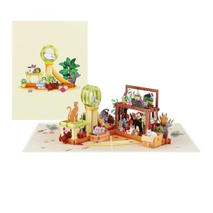 Tarjeta 3D Pop-Up Hecha a Mano con Diseño de Árbol para Gatos, Tarjeta de Felicitación de Papel Cortado con Láser, Temática Animal, Suministro al por Mayor para Cumpleaños - Product Image 1