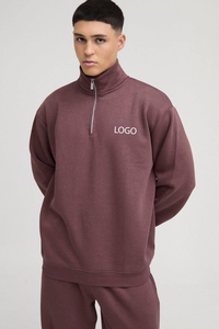 Survêtement décontracté personnalisé avec logo, respirant, marron, coupe oversize, col montant zippé, pour homme, hiver, grande taille, vêtement de sport chaud - Product Image 6