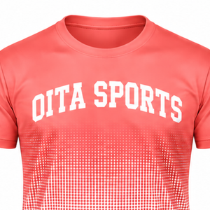 Coral and <b>White</b> Gradient Sublimation <b>T</b> <b>Shirt</b> Men Short Sleeve Crew Neck Custom Printed Sports Training Performance Athletic - Product Image 3