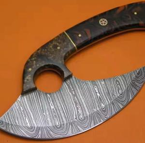 Couteau à pizza unique en acier Damas fait main avec manche en bois personnalisé et étui en cuir Steel Craft International - Product Image 5