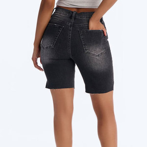 Shorts de mezclilla de verano de talle alto, pierna recta, estampados, sexys, elásticos, talla grande, con lavado arena, con botones y cremallera, de secado rápido para mujer - Product Image 3