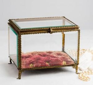 Cajas de Almacenamiento de Vidrio Biselado con Forma de Cabaña, Personalizadas y Vintage, con Marco de Latón para Organizadores de Joyas - Product Image 2