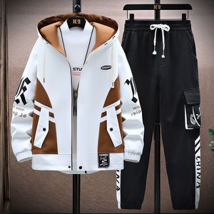 Conjunto Deportivo de 2 Piezas para Hombre, Invierno, Estampado, Sudadera con Cierre y Pantalones Jogger Holgados, Estilo Urbano, Forro Polar - Product Image 1