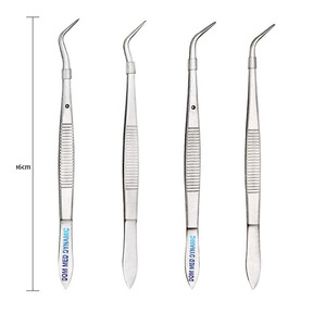 Pince à coton dentaire professionnelle en acier inoxydable Dom Med Dynamics, à pointe incurvée et dentelée, pour pansements et tissus chirurgicaux - Product Image 1
