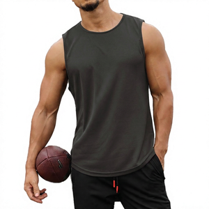 Men's <b>White</b> Sleeveless Knitted <b>Tank</b> <b>Top</b> O-Neck Breathable Quick Dry Sporty Solid Color 100% Cotton Gym Workout Casual - Product Image 4
