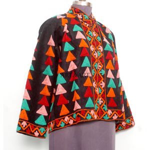Beautiful Cotrise Autumn Quilted Cotton <b>Jacket</b> Hand-Stitched Embroidery Breathable Button Women Winter Party Wear Stand <b>Collar</b> - Product Image 4