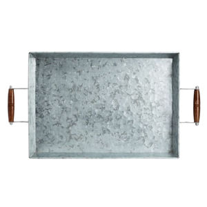 Bandeja Decorativa Ovalada de Metal Galvanizado Estilo Rústico, Directo de Fábrica, con Asas, para Decoración y Almacenamiento del Hogar - Product Image 5