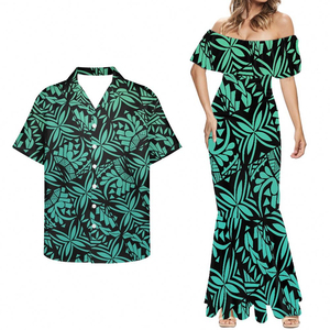 Vintage Solid Customizable Two-Piece Maxi Fishtail Dress Set for Couples - Product Image 5