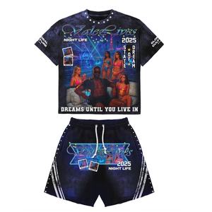 Camiseta y pantalones cortos de algodón de manga corta personalizados Impresión digital transpirable 2025 - Product Image 1