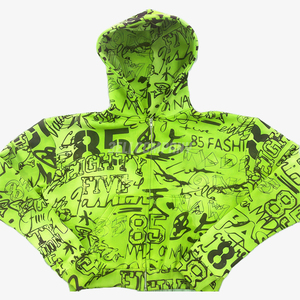 Conjunto de Sudadera con Capucha y Pantalones Deportivos Estampados en Verde Neón, Estilo Moderno - Product Image 2