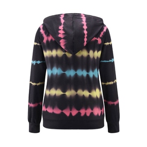 Sweat-shirt à capuche tie-dye pour femme, manches longues, tricoté, respirant, décontracté, pour l'automne - Product Image 2