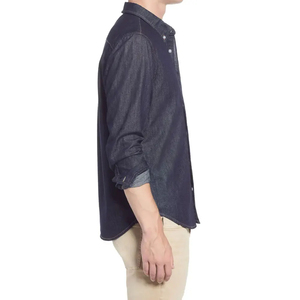 Camisas de mezclilla de manga larga con botones, estilo casual, con logo personalizado, de algodón, para hombre. - Product Image 4