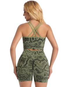 Conjunto de Shorts y Bra de Yoga para Mujer, Diseño Personalizado, Ropa Deportiva sin Costuras, Cintura Alta, Tela Elástica y Transpirable - Product Image 4