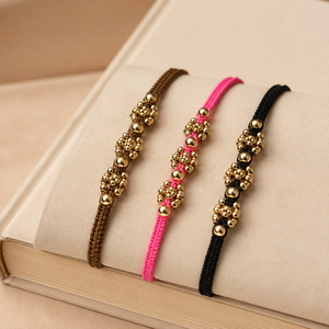 Handmade Gold Beaded Adjustable Thread Bracelet <b>Set</b> for Women Multicolor Macrame Trendy Party Fashion Jewelry - Product Image 4