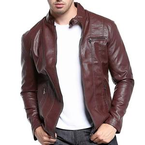 Chaqueta de Cuero Genuina Personalizada para Hombre, Estilo Bomber, con Cuello Alto, Logotipo Frontal, Diseño Transpirable, Cierre de Cremallera, para Motocicleta - Product Image 2