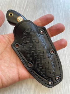 มีดแล่เนื้อ REAL DAMASCUS – ด้ามทำจากเขาสัตว์ – 150 ชั้น – มีดล่าสัตว์/EDC แบบฟูลแทงค์ – ปลอกหนัง - Product Image 6