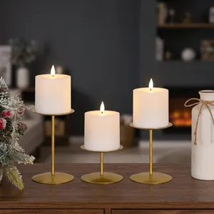 Porte-bougies dorés, candélabres pour bougies piliers, élégant support à bougies en métal, centre de table décoratif, décoration intérieure - Product Image 6