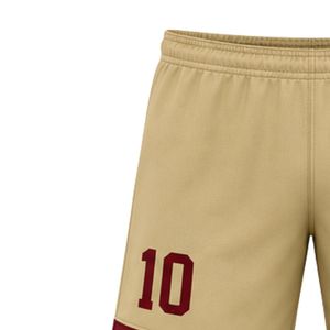 Shorts d'uniforme de football pour hommes et femmes, beige et bordeaux, avec bandes latérales, confortables, respirants, vêtements de sport, shorts d'entraînement et de match - Product Image 6