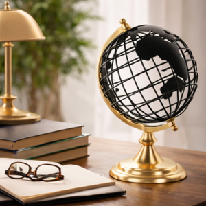 Globo Terráqueo de Escritorio de Latón Premium |   Globo Terráqueo Decorativo Educativo para Escritorio de Oficina, Mesa de Estudio y Decoración del Hogar - Product Image 4