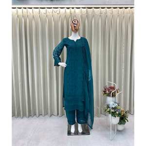 Conjunto de Top y Pantalón de Chifón para Fiesta con Dupatta, Atuendo Elegante y con Estilo - Product Image 2