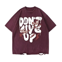 T-shirt en tricot imprimé haute densité pour homme, coupe oversize, coton lourd respirant, design en relief, coupe décontractée, manches courtes, col rond