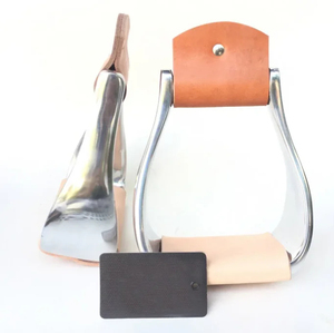 Estribos de Aluminio Premium para Montar a Caballo, con Diseño Antideslizante, Cubierta de Cuero, Protección para el Tobillo, Suministros Ecuestres - Product Image 1