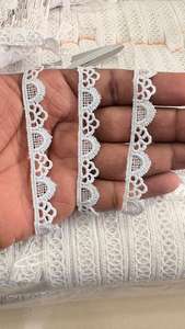 Cinta Decorativa Elegante y de Lujo, Tradicional, de Algodón Beige con Encaje Floral de Ganchillo, Estrecha, Ecológica, para Saree, Lehenga, Kurti - Product Image 4