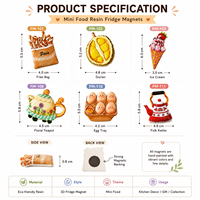 Aimants 3D pour aliments Aimants miniatures personnalisés pour réfrigérateur en résine Aimants pour réfrigérateur pour restaurant Déco