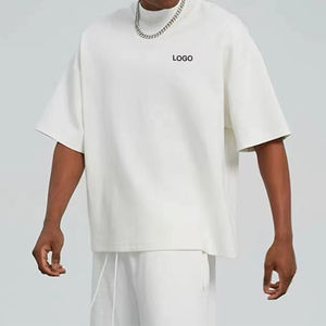 Ensemble haut et short décontracté pour homme avec logo personnalisé, été, manches courtes, 100% coton respirant - Product Image 1