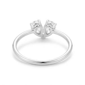 Anillo de Plata de Ley 925 y Oro Sólido de 10K con Dos Piedras, Corte Pera, Forma de Corazón, Anillo Toi et Moi, Anillo de Compromiso con Diamante Cultivado en Laboratorio - Product Image 5