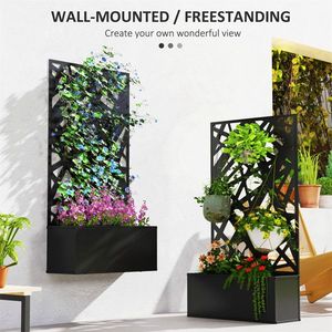 Fioriera da Giardino Zincata con Pannello Privacy, Elegante Contenitore per Vasi e Fioriere - Product Image 1