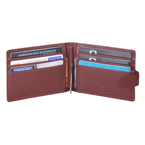 Elegant Brown Genuine Leather <b>Mens</b> Money Clip <b>Wallet</b> Snap Button Bifold Card Organizer <b>RFID</b> Secure Compact Premium <b>Wallet</b> - Product Image 3