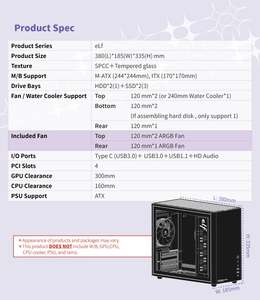 Caja de PC de Torre Media M-ATX ITX de Vidrio Templado, Producto en Stock con 3 Ventiladores ARGB - Product Image 6