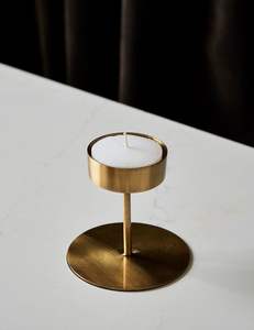 Classic Metal Candle Holder Vintage Decorative Table <b>Ornament</b> Elegant Home Interior Accent Piece - Product Image 1