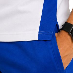 Premium White And <b>Blue</b> Mens <b>Polo</b> <b>Shirt</b> With Contrast Side Panel Design Custom Logo Embroidery Golf Sportswear Short Sleeve - Product Image 4