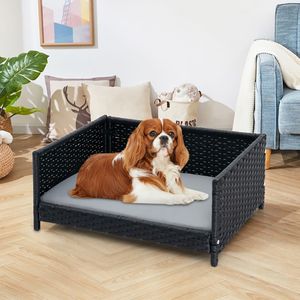 Medium <b>Small</b> Dogs Cats Rattan Dog Bed with Waterproof Soft <b>Cushion</b> for Pets Pet Beds Product Category - Product Image 4