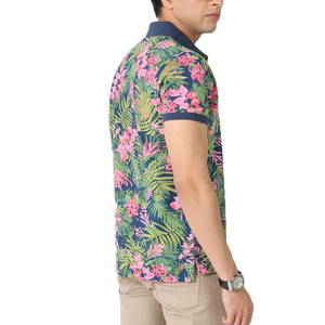 เสื้อโปโลพิมพ์ลายดอกไม้สำหรับผู้ชาย แขนสั้น ผ้าถัก 100% คอตตอน ระบายอากาศได้ดี ทรงปกติ ราคาขายส่ง - Product Image 3
