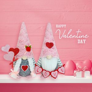 Gnomi Tomte Scandinavi Rosa per San Valentino, Decorazione per Vassoio a Più Livelli, Ornamenti per la Casa, Giocattoli in Peluche per le Festività - Product Image 1