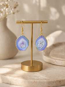 Pendientes de latón para mujer, joyería de aleación de metal precioso, piedra natural de nacimiento, regalo de boda y compromiso, pendientes de alambre de alta calidad. - Product Image 3