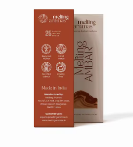 Incienso MELTING AMBER Ultra Premium, Aroma Cálido a Ámbar, Larga Duración, Agarbatti para Pooja, Meditación, Aromaterapia, Hogar - Product Image 3