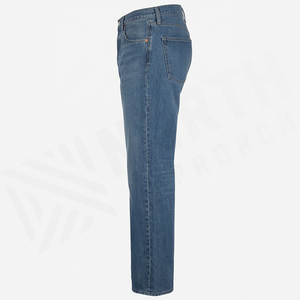 Jean en denim délavé coupe droite pour homme, taille haute, coupe régulière, en coton tissé uni, style décontracté automne - Product Image 3