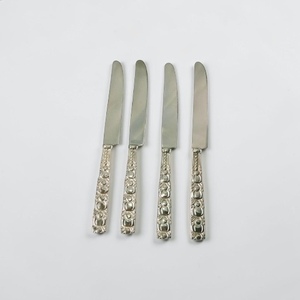 <b>Silver</b> Plated <b>Table</b> Knives Set Vintage Design Long Handle Durable Metal Utensils For Wedding Occasion - Product Image 2