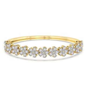 14kt Gold Openable <b>Bangle</b> <b>Bracelet</b> In (1 Ct. Tw.) GRA Certified Pear Cut Lab Grown Diamond Flower Design <b>Bangle</b> At Lowest Price - Product Image 1