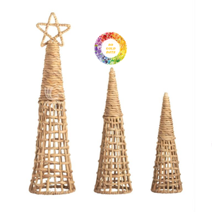 Braided Rattan Hyacinth Cone Christmas <b>Tree</b> Decor Eco Friendly Handcrafted Classic Holiday <b>Ornament</b> Vietnam Seasonal Decoration - Product Image 2