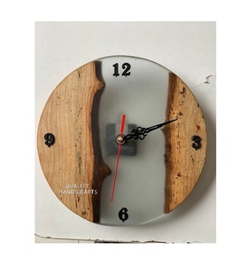 Reloj de pared de resina epoxi de madera hecho a mano moderno, decoración de hogar y apartamento, función de alarma, inauguración de la casa, opción de regalo de boda de Navidad - Product Image 5