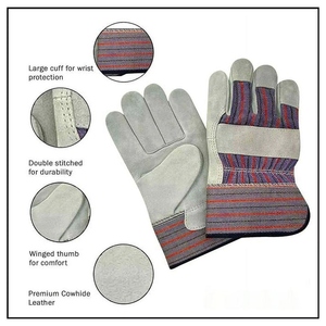 Guantes de Trabajo de Cuero Vacuno de Alto Rendimiento, Certificación CE, 11 oz, Puño de Seguridad, Resistentes a la Abrasión, Guantes de Trabajo Pesado - Product Image 4