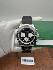 Montre chronographe en acier inoxydable de haute qualité, cadran noir, sous-cadrans blancs, lunette tachymetre vintage, mouvement ETA, style HipHop - Product Image 3