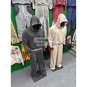 Conjunto de Sudadera Corta y Pantalones Deportivos de Algodón French Terry |   Corte Holgado |   Bordado de Estilo Vintage |   Diseño de doble cinturón en la cintura - Product Image 4