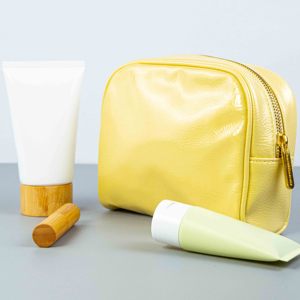 Sac cosmétique à fermeture éclair en métal, sac de rangement en cuir de haute qualité pour le maquillage, pochette de maquillage compacte - Product Image 5